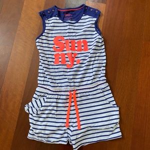 Mini Boden Girls Blue, White and Orange Romper Girls Size 11-12